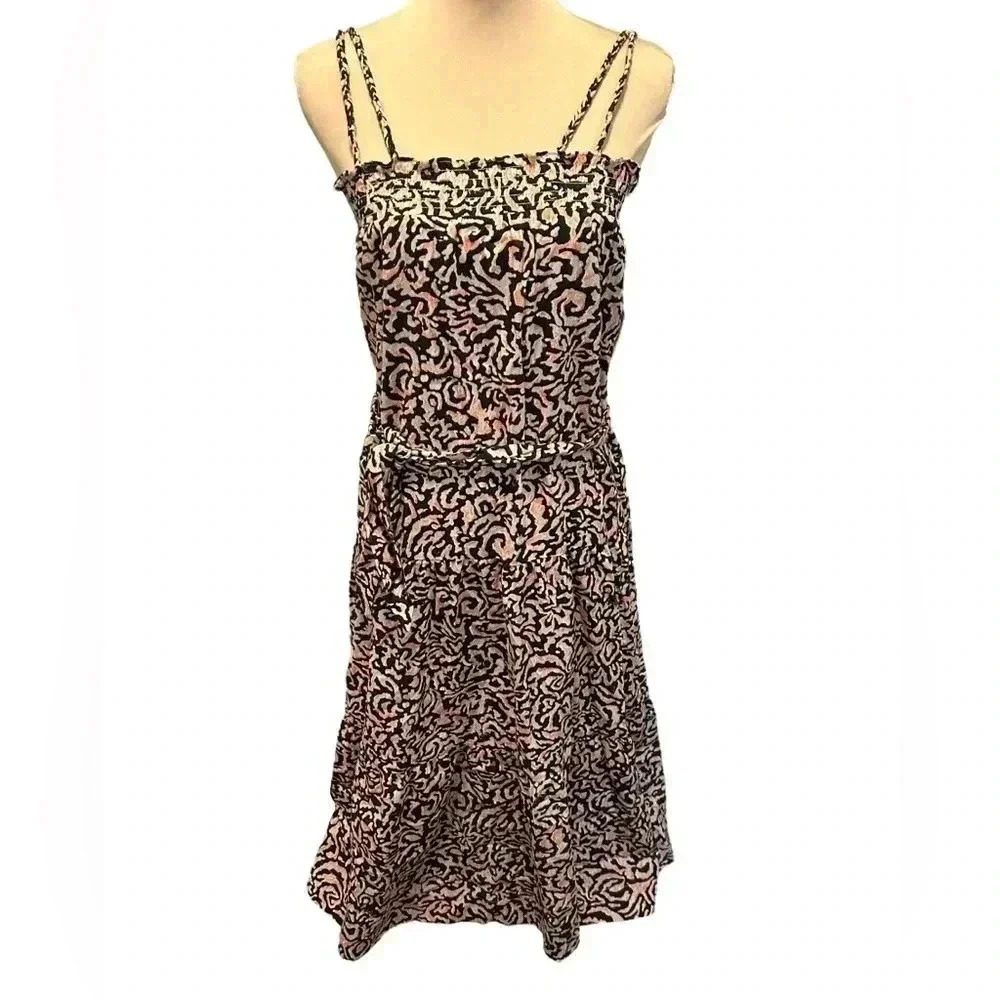Parker Midi Tiered Sundress Animal Print W/Pockets. Smocked Top Bodice Msrp $328